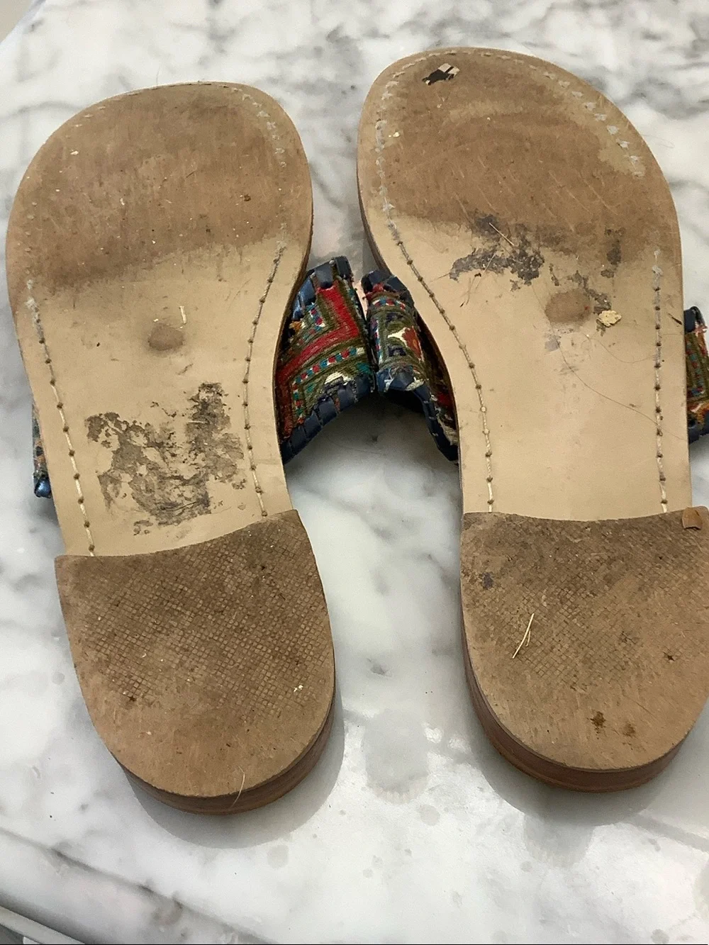 Jack Rogers Navy Multicolor Woven Thong Sandals